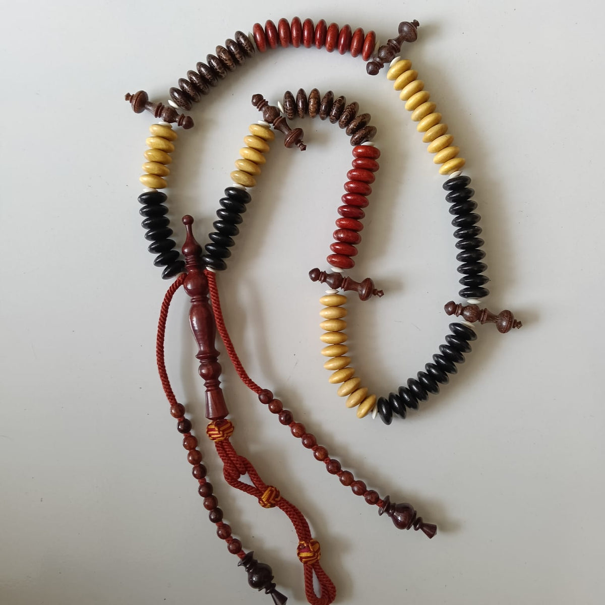 TASBIH TIJANI WOOD COMBINATION SIZE 13 X 6 MM BEAUTIFUL ARTISANAL MISBAHA