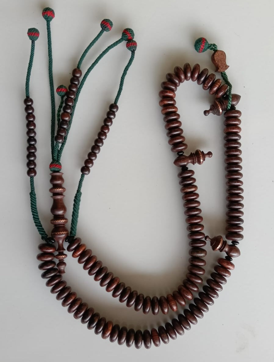 TASBIH SHADHILI TAMARINDWOOD SIZE 12 X 7 MM BEAUTIFUL ARTISANAL MISBAHA