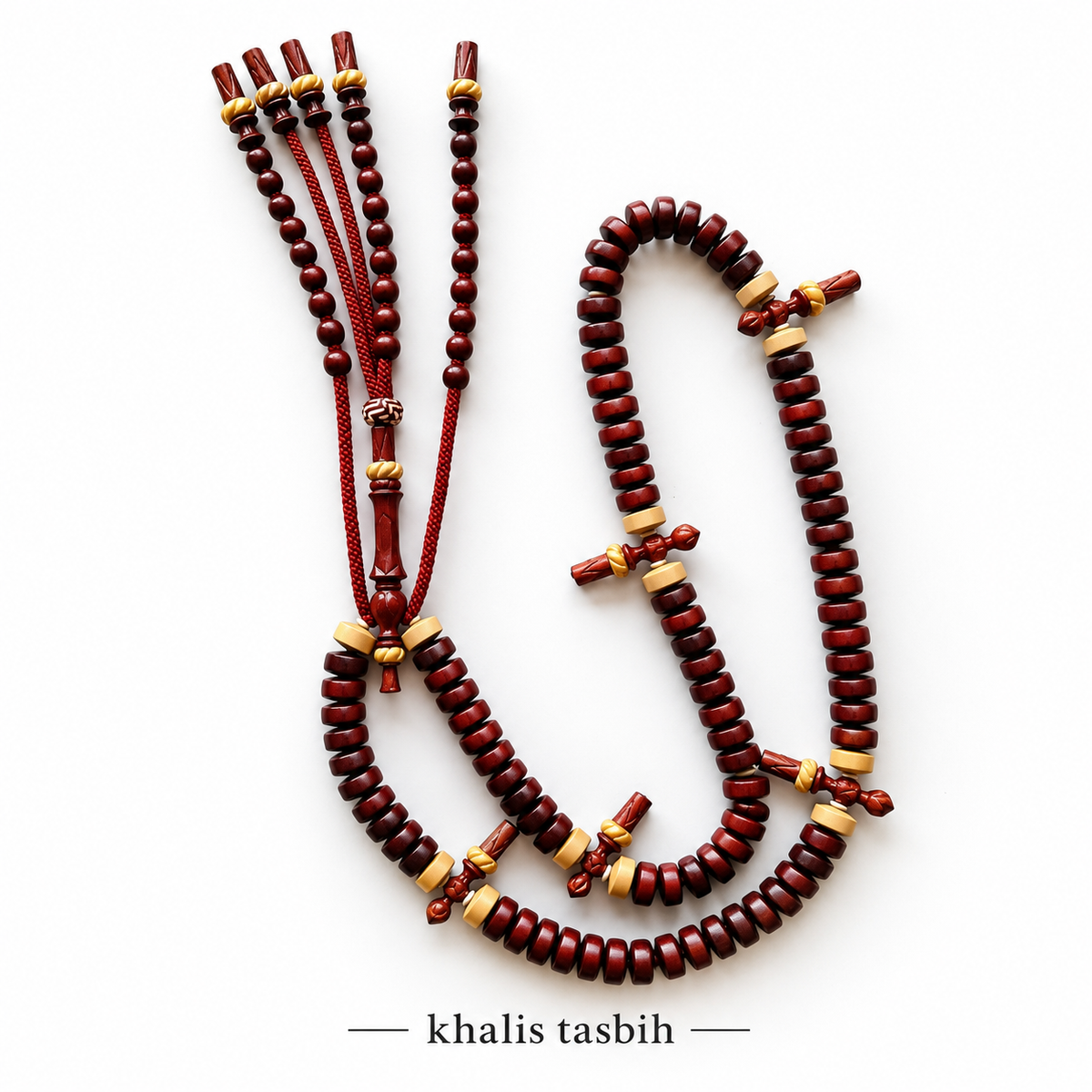 TASBIH TIJANI NAGASARI WOOD 12 X 7 MM RUMI CARVED