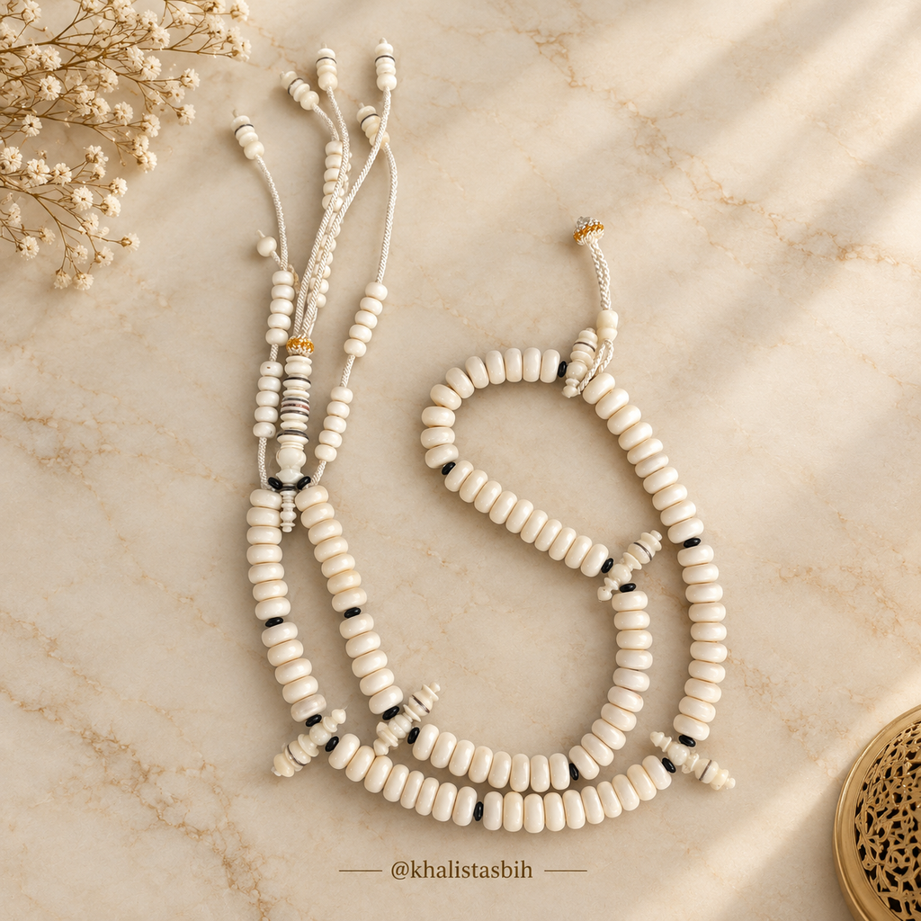 TASBIH TIJANI GENUINE COW BONE SIZE 12 X 7 MM BEAUTIFUL ARTISANAL MISBAHA